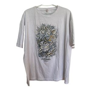 EURO COMFORT Cozumel  Mexico White‎ Graphic Tee S/S T-SHIRT XL Skull Halloween